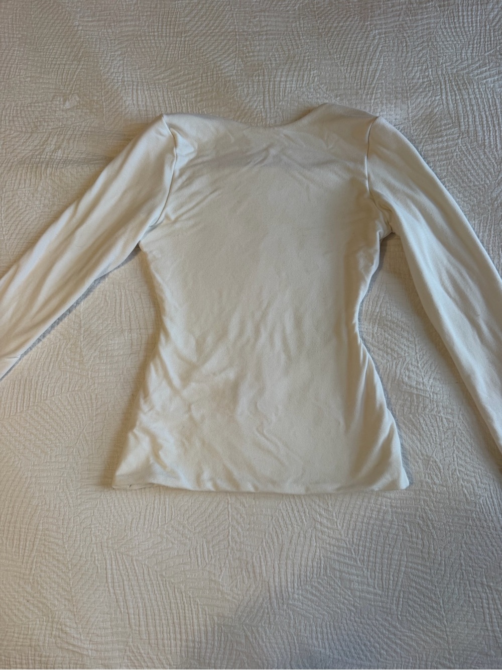 Oh Polly Slim Long Sleeve Crew Neck Top - White